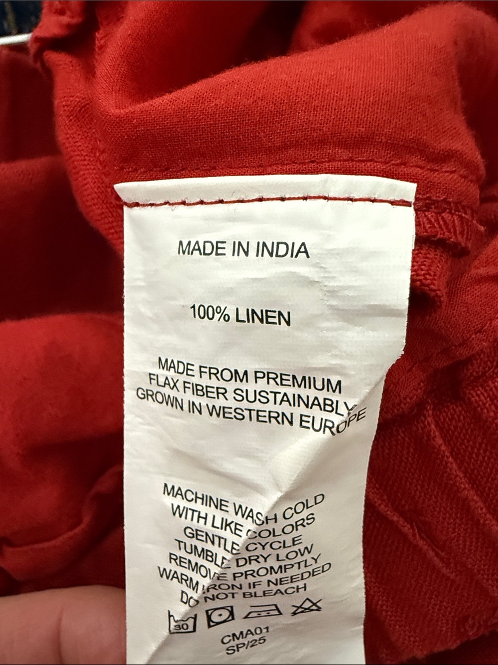 Quince Red Cropped Elastic-Waist Linen Pants - Picture 4 of 4